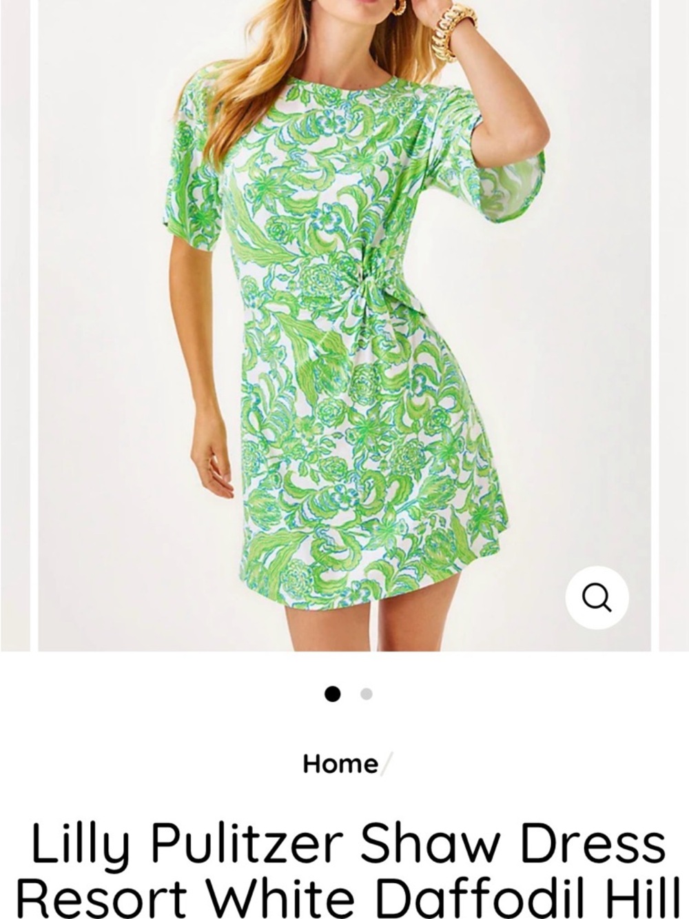 Lilly Pulitzer Green and White Floral Dress with Blue Accents